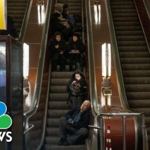 Ukrainians shelter in metro station as Russian missiles target Kyiv