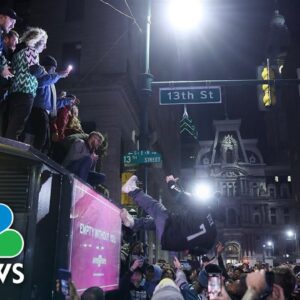Disappointed Philadelphia Eagles fans take to the streets