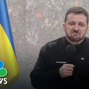 Zelenskyy chokes up at Ukraine anniversary event as he talks about his family