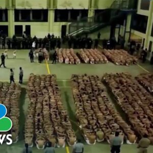 Alleged gang members arrive at new mega-prison in El Salvador