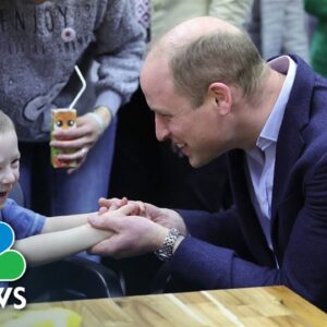 Britain's Prince William meets Ukrainian refugees during surprise visit to Poland