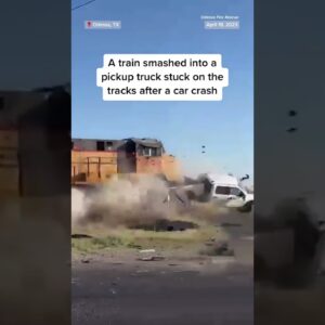 A #train crashed into a pickup truck after it got stuck on train tracks in Odessa, #Texas