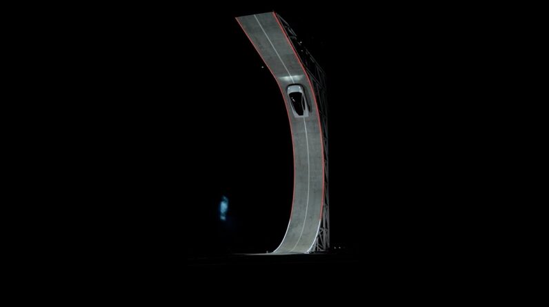 Tesla shows off sports car that can fly through the air